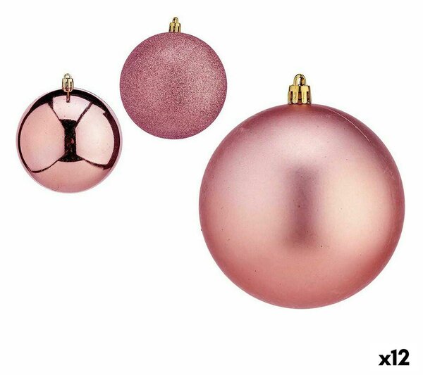 Set of Christmas balls Pink Plastic 10 x 11 x 10 cm (12 Units)