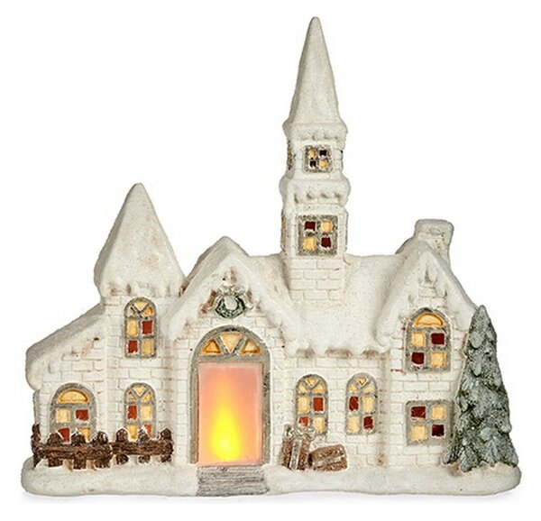 Decorative Figure Christmas LED Light House 11 x 47,5 x 49 cm White Polyresin