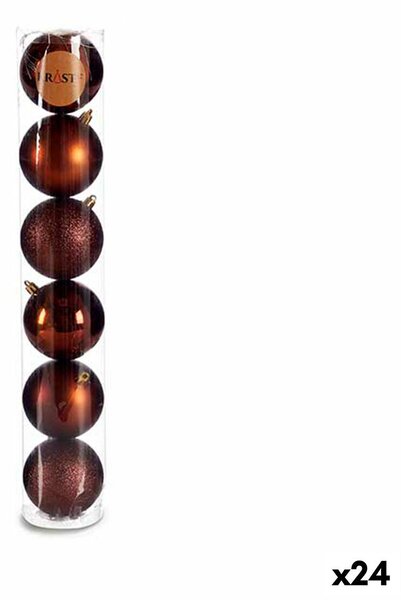 Set of Christmas balls Brown Plastic Ø 8 cm 8 x 8 x 47 cm (24 Units)