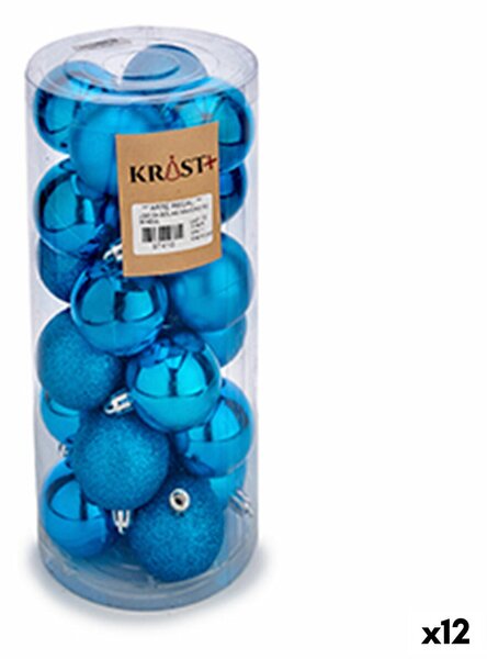 Set of Christmas balls Blue Plastic 5 x 6 x 5 cm (12 Units)