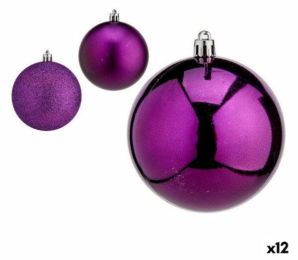 Set of Christmas balls Purple Plastic 8 x 9 x 8 cm (12 Units)