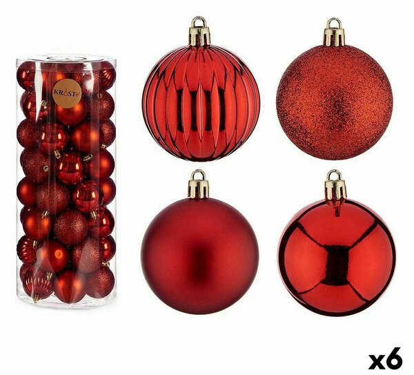 Set of Christmas balls Red Plastic 6 x 7 x 6 cm (6 Units)