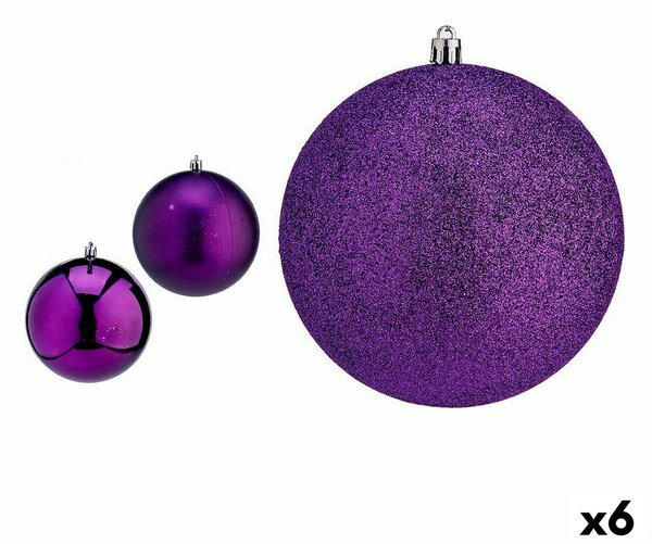 Set of Christmas balls Purple PVC Ø 12 cm (6 Units)