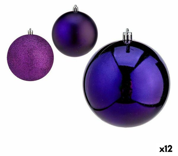 Set of Christmas balls Purple Plastic 10 x 11 x 10 cm (12 Units)