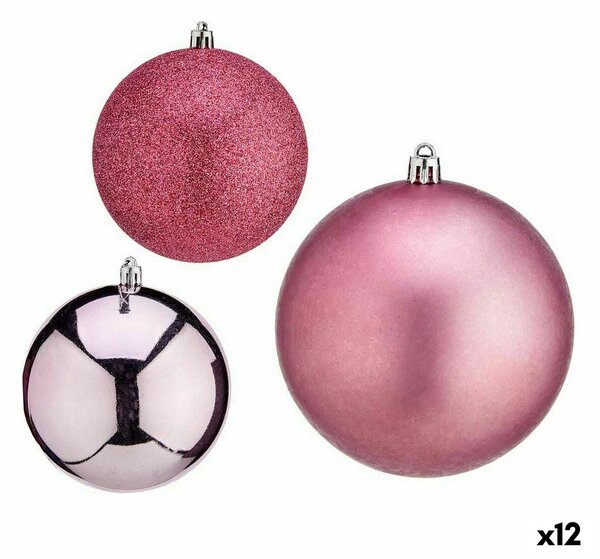 Set of Christmas balls Pink Plastic 10 x 11 x 10 cm (12 Units)