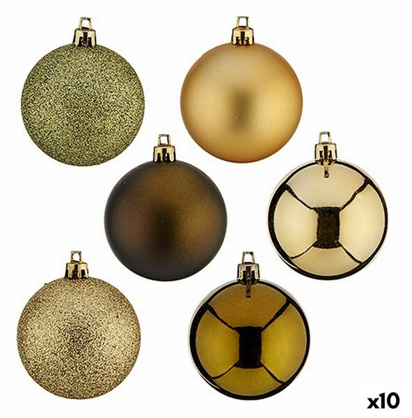 Set of Christmas balls Green Golden Plastic 6 x 7 x 6 cm (10 Units)