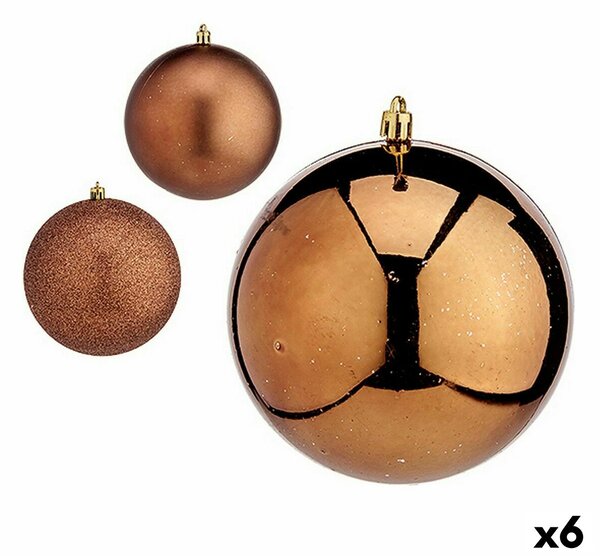 Set of Christmas balls Brown Plastic 12 x 13 x 12 cm (6 Units)