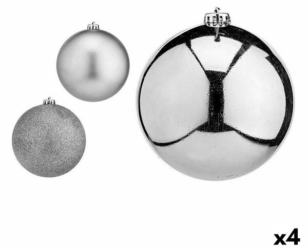 Set of Christmas balls Silver Plastic Ø 15 cm (4 Units)