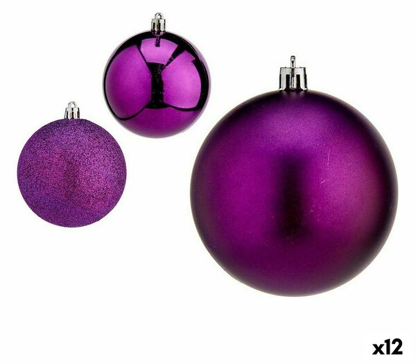 Set of Christmas balls Purple Plastic 8 x 8 x 47 cm (12 Units)