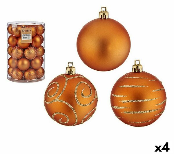 Set of Christmas balls Orange PVC 6 cm (4 Units)