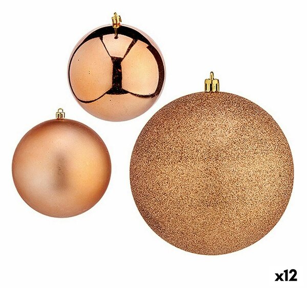 Set of Christmas balls Copper Plastic 10 x 10 x 60 cm (12 Units)