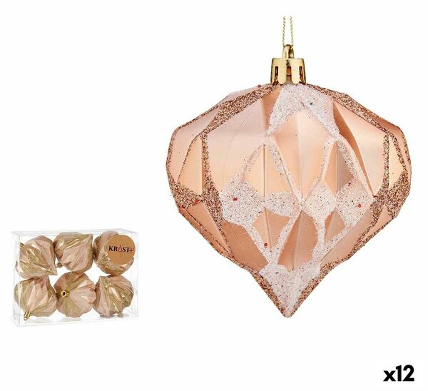 Set of Christmas balls Diamond Copper Plastic Ø 8 cm (12 Units)