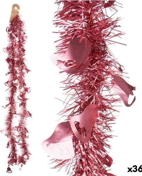 Christmas garland Tinsel Hoods Pink Plastic 12 x 12 x 200 cm (36 Units)