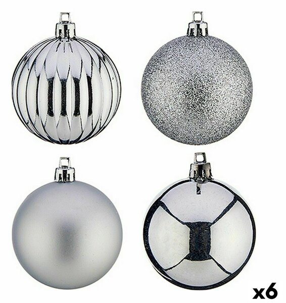 Set of Christmas balls Silver Plastic 6 x 7 x 6 cm (6 Units)