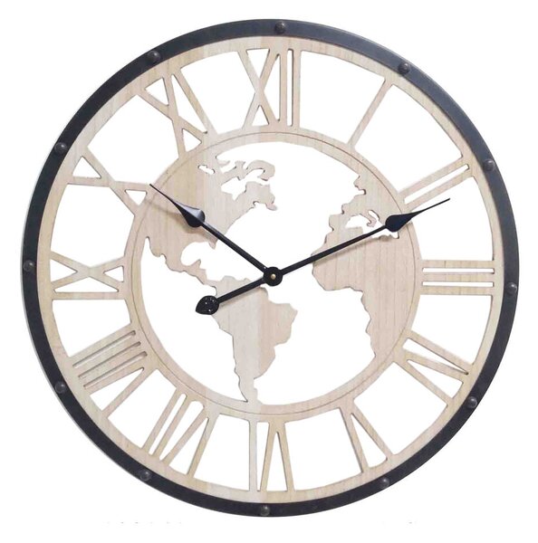 Wall Clock Romimex Beige Wood Metal 50 x 50 x 5 cm