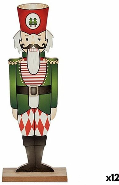 Decorative Figure Nutcracker Black Red Green Wood 8 x 40 x 15 cm (12 Units)