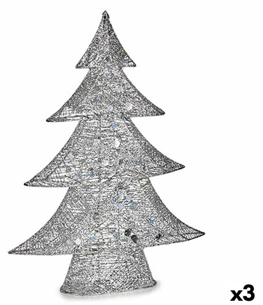 Decorative Figure Christmas Tree Metal Silver 12 x 59,5 x 48,5 cm (3 Units)