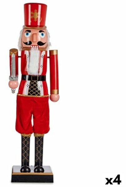 Decorative Figure Nutcracker Black Red Plastic 13 x 60 x 14,5 cm (4 Units)