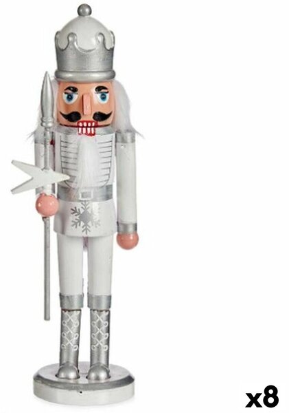 Decorative Figure Nutcracker White Silver Plastic 12,5 x 40 x 9 cm (8 Units)