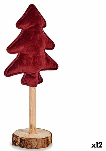 Christmas Tree Polyester Maroon Wood 9,5 x 32 x 13 cm (12 Units)