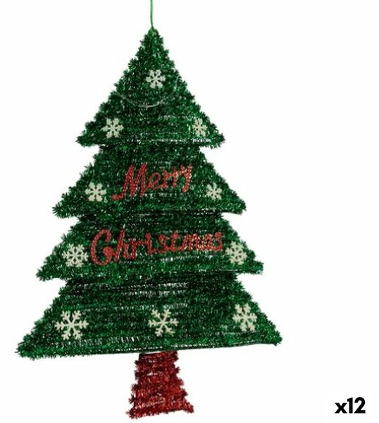 Christmas bauble Pendant Christmas Tree Tinsel LED Light Red Green polypropylene PET 44 x 58,8 x 7 cm (12 Units)