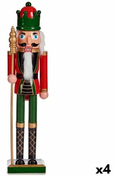 Decorative Figure Nutcracker Red Green Plastic 13,2 x 59,5 x 11,5 cm (4 Units)