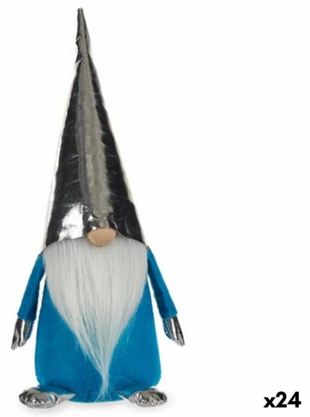 Decorative Figure Gnome Blue White Silver Polyester Wood Sand 12 x 32 x 13 cm (24 Units)