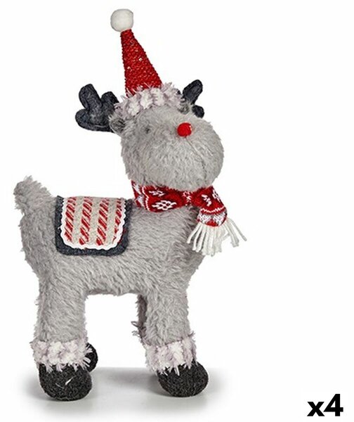 Decorative Figure Christmas Reindeer Red Grey 21 x 36 x 36 cm (4 Units)