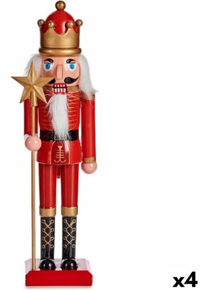 Decorative Figure Nutcracker Red Plastic 13 x 60 x 14,5 cm (4 Units)