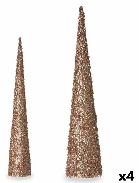 Set of Figures Cones Sequins Bronze Golden (4 Units)