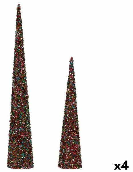 Set of Figures Cones Sequins Blue Fuchsia Plastic (4 Units)