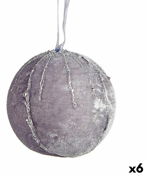 Set of Christmas balls Polyester Silver 8 x 8 x 8 cm (6 Units)