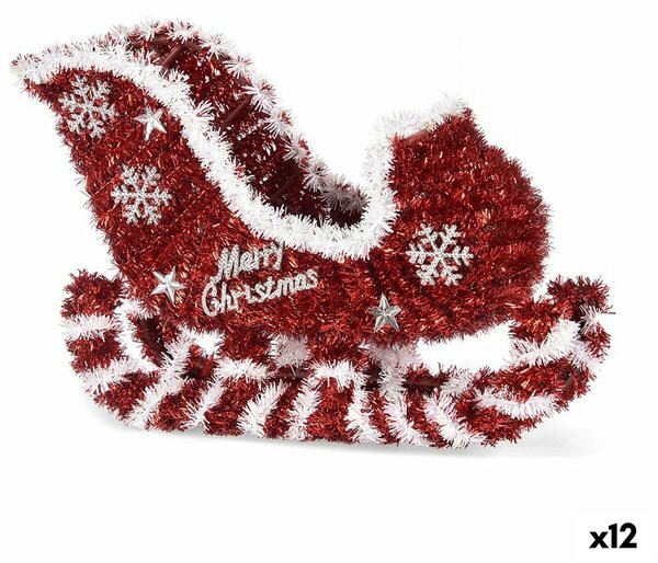 Decorative Figure Sledge Tinsel White Red polypropylene PET 32,5 x 23 x 12 cm (12 Units)