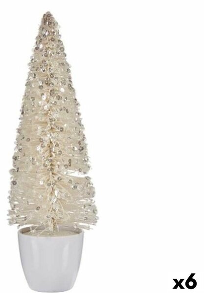 Decorative Figure Christmas Tree White Plastic 10 x 33 x 10 cm (6 Units)