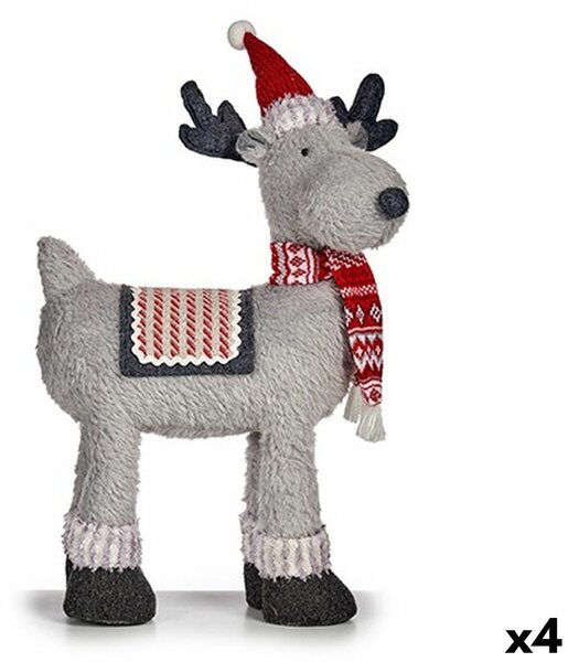 Decorative Figure Christmas Reindeer Red Grey 22 x 47 x 45 cm (4 Units)