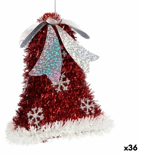 Christmas bauble Pendant Hoods Tinsel White Red 10,2 x 13 x 10,2 cm (36 Units)