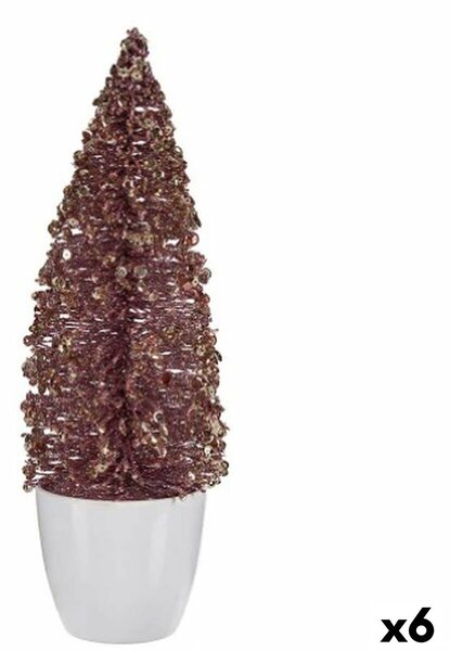 Decorative Figure Christmas Tree Pink Golden Plastic 9 x 28 x 9 cm (6 Units)