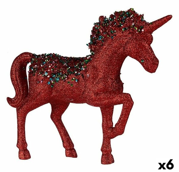 Decorative Figure Unicorn Red Plastic 9,5 x 31 x 40 cm (6 Units)