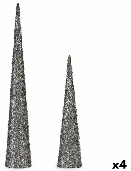 Set of Figures Cones Sequins Silver Plastic (4 Units)