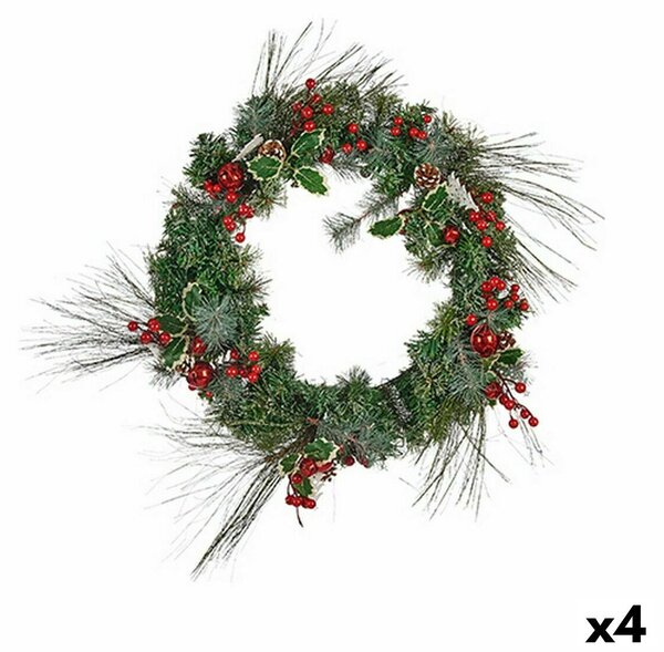 Advent wreathe Red fruits Red Green Plastic 44 x 18 x 44 cm (4 Units)