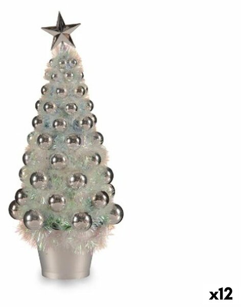 Decorative Figure Christmas Tree Silver polypropylene PET 16 x 37,5 x 16 cm (12 Units)