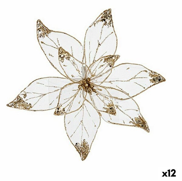 Decorative Flower Golden Plastic 25 x 25 x 7 cm (12 Units)