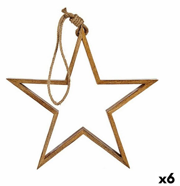 Christmas bauble Star Brown Jute Wood 41,5 x 7 x 78 cm (6 Units)