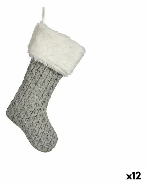 Christmas bauble Christmas Stocking Grey Cloth 28 x 4 x 46 cm (12 Units)