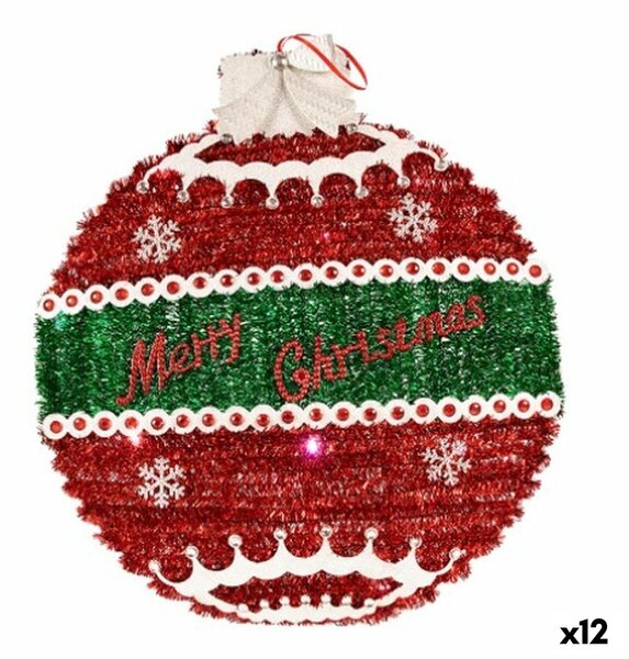 Christmas bauble Pendant Christmas Bauble Tinsel LED Light White Red polypropylene PET 40 x 5,5 x 40 cm (12 Units)