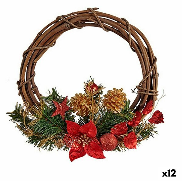 Advent wreathe Red Green Wood Plastic 33 x 9 x 35 cm (12 Units)