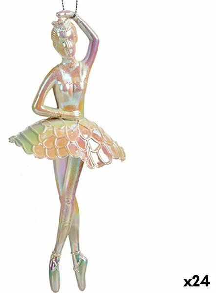 Christmas bauble Ballerina Mother of pearl Plastic Glitter 6,7 x 16 x 6,7 cm (24 Units)