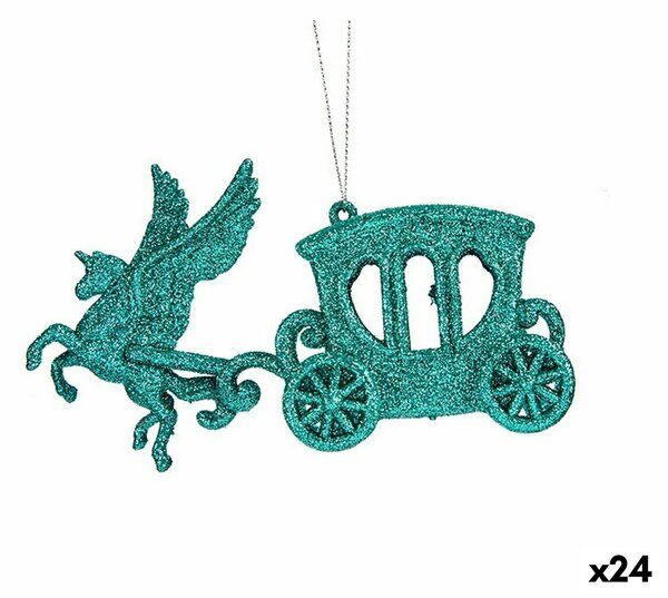 Christmas bauble Magical Carriage Green Plastic Glitter 15 x 8,5 x 4,5 cm (24 Units)