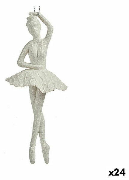 Christmas bauble Ballerina White Plastic Glitter 6,7 x 16 x 6,7 cm (24 Units)