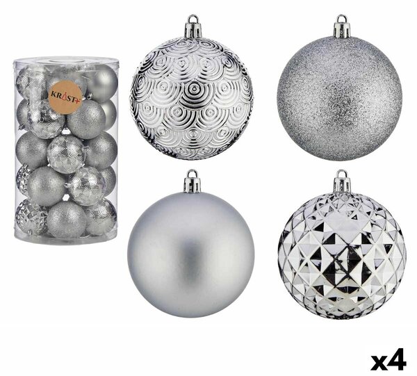 Set of Christmas balls Silver PVC Ø 8 cm (4 Units)